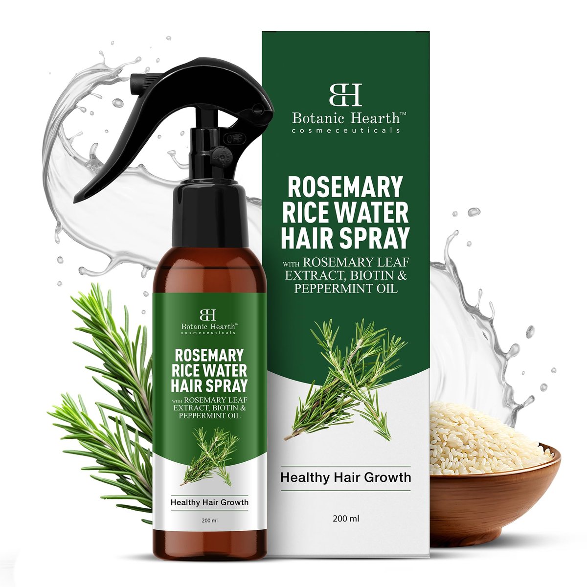 Botanic Hearth Rosemary Rice Water Spray for Hair Growth - Korean Scalp Detox & Hydrating Hair Treatment for Thinning, Anti-Itch & Anti-Flake, Sulfate & Paraben Free (6.8 fl oz) Avelisse