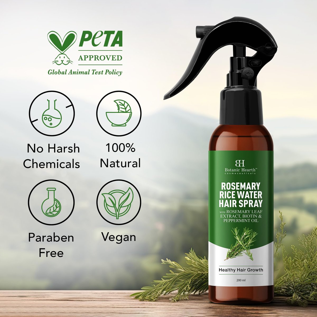 Botanic Hearth Rosemary Rice Water Spray for Hair Growth - Korean Scalp Detox & Hydrating Hair Treatment for Thinning, Anti-Itch & Anti-Flake, Sulfate & Paraben Free (6.8 fl oz) Avelisse