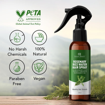 Botanic Hearth Rosemary Rice Water Spray for Hair Growth - Korean Scalp Detox & Hydrating Hair Treatment for Thinning, Anti-Itch & Anti-Flake, Sulfate & Paraben Free (6.8 fl oz) Avelisse