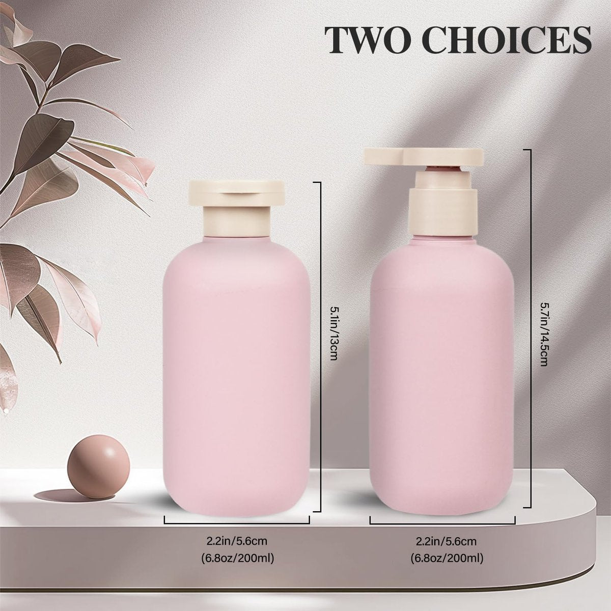 ShanySheny 6.8oz Refillable Shampoo and Conditioner Bottles – 2 Pack Squeezable Travel Bottles with Flip Cap, Pump Dispenser, and Labels Avelisse