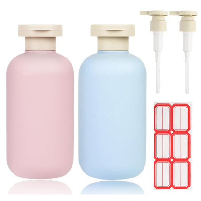 ShanySheny 6.8oz Refillable Shampoo and Conditioner Bottles – 2 Pack Squeezable Travel Bottles with Flip Cap, Pump Dispenser, and Labels Avelisse
