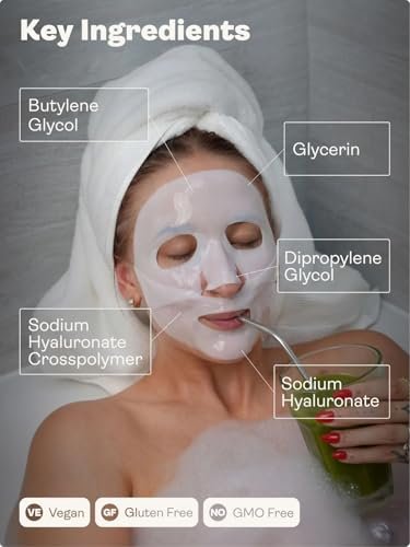 Youth & Earth Bio-Collagen Hyaluronic Acid Face Mask – Deep Hydration Gel Mask for Glass Skin, Elasticity & Firmness – Korean Skincare with Glycerin (5 Pack) Avelisse