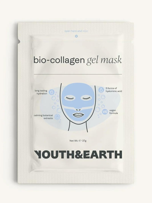 Youth & Earth Bio-Collagen Hyaluronic Acid Face Mask – Deep Hydration Gel Mask for Glass Skin, Elasticity & Firmness – Korean Skincare with Glycerin (5 Pack) Avelisse