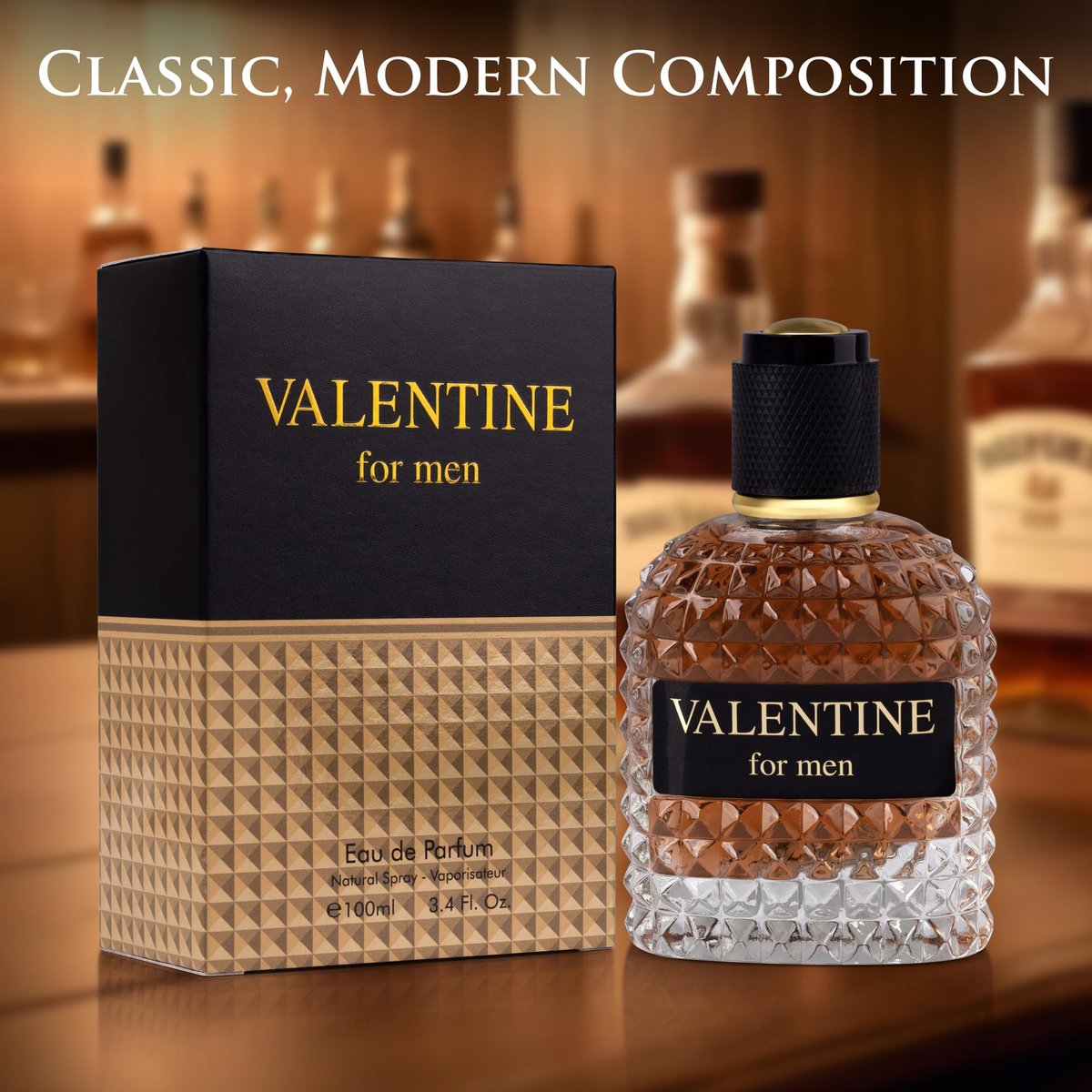 URBAN COLLECTION Valentine for Men Eau De Parfum – Woody & Gourmand Fragrance with Roasted Coffee Bean, Chocolate & Hazelnut – 3.4 Fl Oz Avelisse