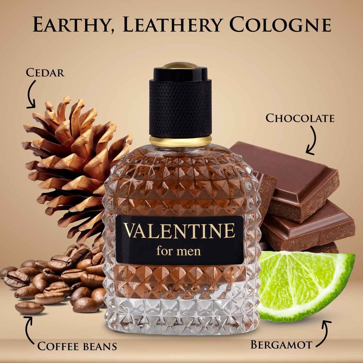 URBAN COLLECTION Valentine for Men Eau De Parfum – Woody & Gourmand Fragrance with Roasted Coffee Bean, Chocolate & Hazelnut – 3.4 Fl Oz Avelisse