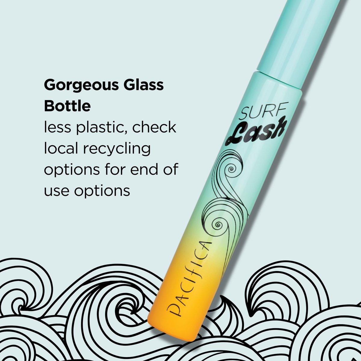 Pacifica Surf Lash Mascara – Water-Resistant, Jojoba Oil & Vegan Pectin Formula for Long, Full Lashes, Half-Pipe Twisted Wand, Vegan & Cruelty-Free (Black, 0.24 oz) Avelisse