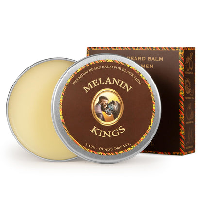 Melanin Kings Beard Balm for Black Men – 3 oz with Kenyan Sandalwood Scent, Ancient African Ingredients