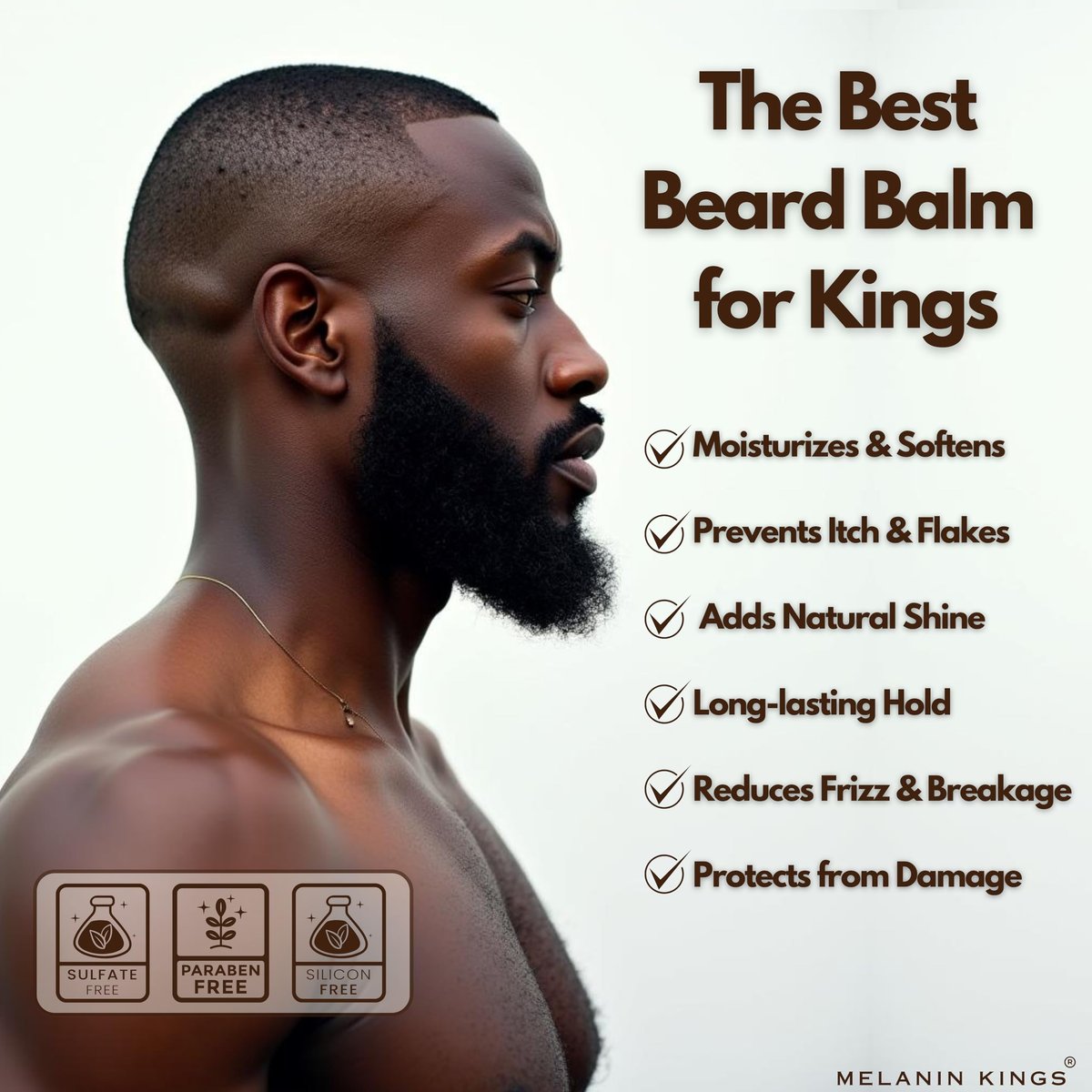 Melanin Kings Beard Balm for Black Men – 3 oz with Kenyan Sandalwood Scent, Ancient African Ingredients - görsel 7