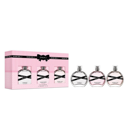 So…? Miss So Set - Gift Collection: Starlet, Sugar Rush, and Sunset Sky Perfumes for Women - Elegant Vanilla Perfume Notes - Cruelty-Free - 3 pc