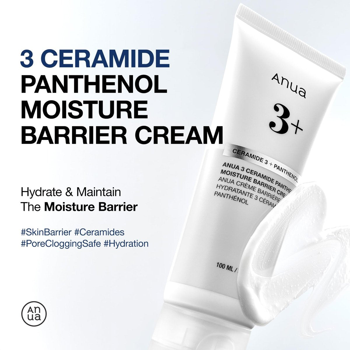 ANUA 3 Ceramide Panthenol Moisture Barrier Cream - Hydrating Daily Face Moisturizer for All Skin Types, Soothing, Non Comedogenic, with Centella for Skin Barrier, Korean Skincare, 3.38 fl oz Avelisse