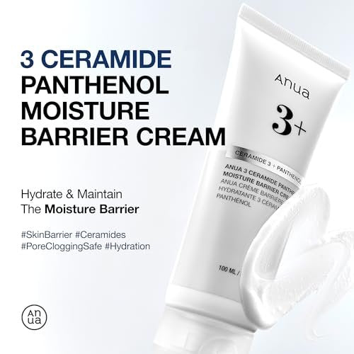 ANUA 3 Ceramide Panthenol Moisture Barrier Cream - Hydrating Daily Face Moisturizer for All Skin Types, Soothing, Non Comedogenic, with Centella for Skin Barrier, Korean Skincare, 3.38 fl oz Avelisse
