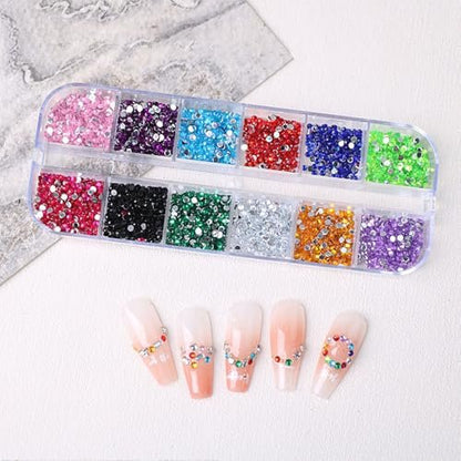 3000pcs 3D Flatback Rhinestones 2mm Mini Charms for Nail Design - Colorful Resin Diamonds Gems Kit for Nail Art and Crafting