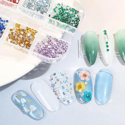 3000pcs 3D Flatback Rhinestones 2mm Mini Charms for Nail Design - Colorful Resin Diamonds Gems Kit for Nail Art and Crafting