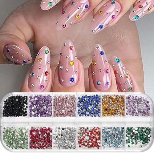 3000pcs 3D Flatback Rhinestones 2mm Mini Charms for Nail Design - Colorful Resin Diamonds Gems Kit for Nail Art and Crafting - görsel 2