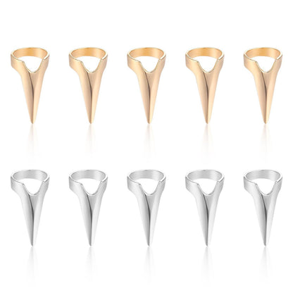 Giantree 10-Piece Braiding Aid Hair Parting Ring Set – Gold & Silver Nail Covers Back Scratcher for Hair Sectioning, Cosplay, and Nail Art