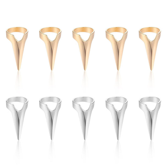 Giantree 10-Piece Braiding Aid Hair Parting Ring Set – Gold & Silver Nail Covers Back Scratcher for Hair Sectioning, Cosplay, and Nail Art