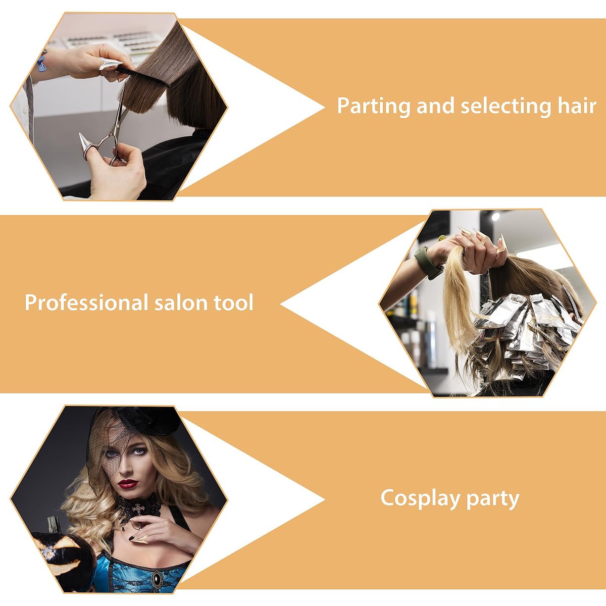 Giantree 10-Piece Braiding Aid Hair Parting Ring Set – Gold & Silver Nail Covers Back Scratcher for Hair Sectioning, Cosplay, and Nail Art - görsel 13