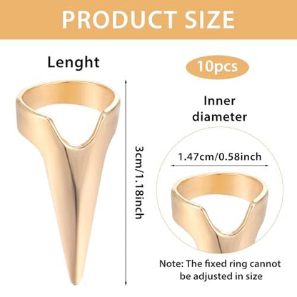 Giantree 10-Piece Braiding Aid Hair Parting Ring Set – Gold & Silver Nail Covers Back Scratcher for Hair Sectioning, Cosplay, and Nail Art