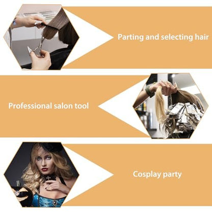 Giantree 10-Piece Braiding Aid Hair Parting Ring Set – Gold & Silver Nail Covers Back Scratcher for Hair Sectioning, Cosplay, and Nail Art