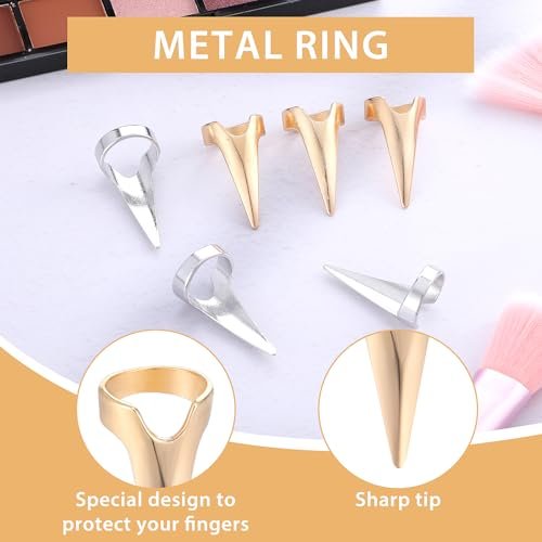 Giantree 10-Piece Braiding Aid Hair Parting Ring Set – Gold & Silver Nail Covers Back Scratcher for Hair Sectioning, Cosplay, and Nail Art - görsel 6