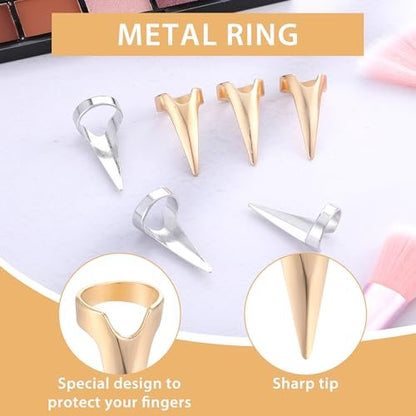 Giantree 10-Piece Braiding Aid Hair Parting Ring Set – Gold & Silver Nail Covers Back Scratcher for Hair Sectioning, Cosplay, and Nail Art