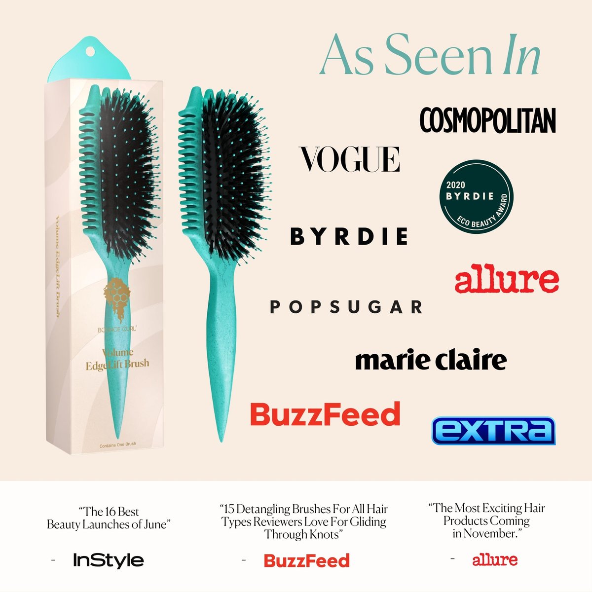 Bounce Curl Volume EdgeLift Brush – 5-in-1 Tool for Volumized Waves, Curls & Coils (Teal) Avelisse