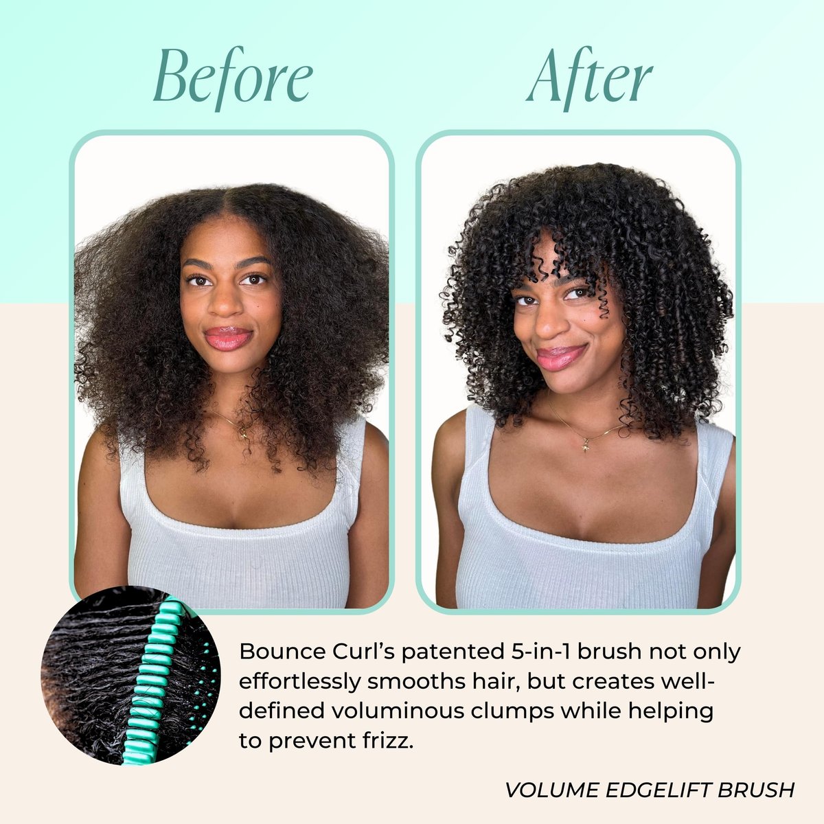 Bounce Curl Volume EdgeLift Brush – 5-in-1 Tool for Volumized Waves, Curls & Coils (Teal) Avelisse