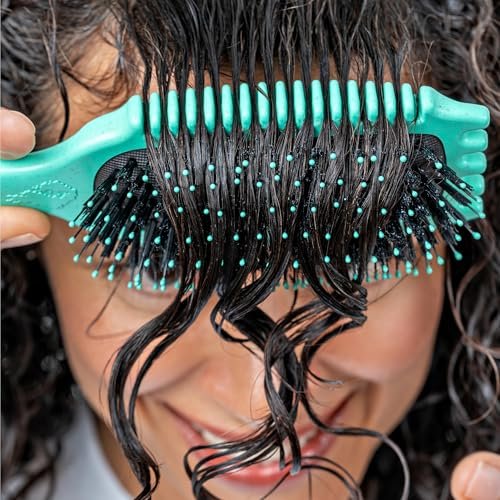 Bounce Curl Volume EdgeLift Brush – 5-in-1 Tool for Volumized Waves, Curls & Coils (Teal) Avelisse