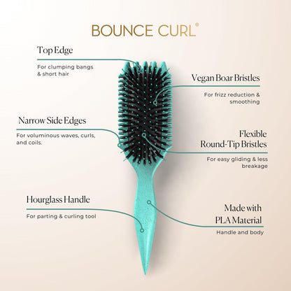 Bounce Curl Volume EdgeLift Brush – 5-in-1 Tool for Volumized Waves, Curls & Coils (Teal) Avelisse