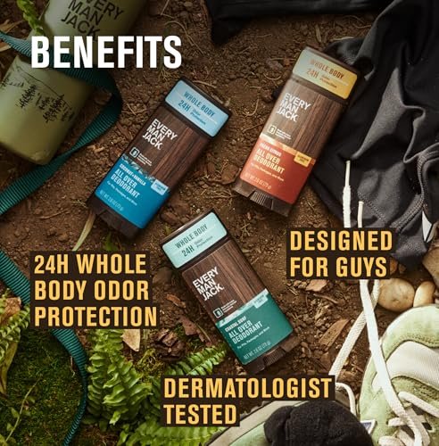 Every Man Jack All Over Deodorant - 24 Hour Whole Body Odor Protection - Aluminum Free - Coconut + Vanilla Scent 2.6 oz (1 Pack) - görsel 8
