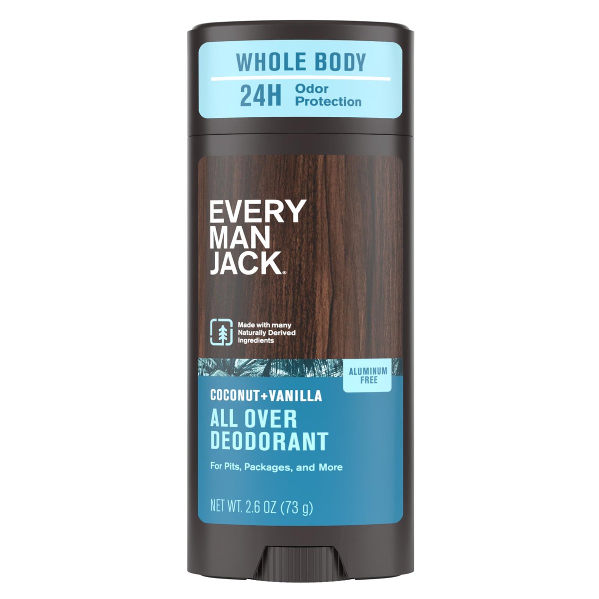 Every Man Jack All Over Deodorant - 24 Hour Whole Body Odor Protection - Aluminum Free - Coconut + Vanilla Scent 2.6 oz (1 Pack) - görsel 1