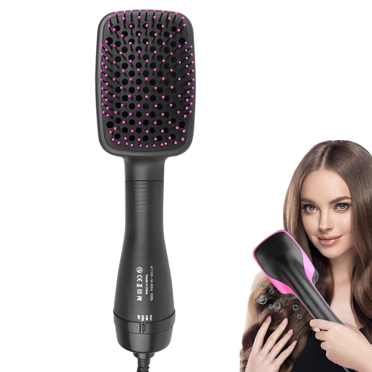 Sonalux 3-in-1 Hair Dryer Brush Blow Dryer Brush in One - Negative Ion Hot Air Styling Tool for Straightening, Drying & Smoothing (Black) Avelisse