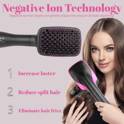 Sonalux 3-in-1 Hair Dryer Brush Blow Dryer Brush in One - Negative Ion Hot Air Styling Tool for Straightening, Drying & Smoothing (Black) Avelisse