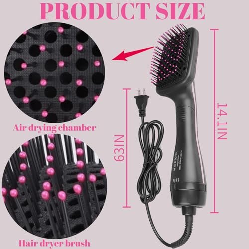 Sonalux 3-in-1 Hair Dryer Brush Blow Dryer Brush in One - Negative Ion Hot Air Styling Tool for Straightening, Drying & Smoothing (Black) Avelisse