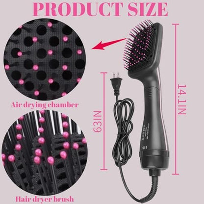 Sonalux 3-in-1 Hair Dryer Brush Blow Dryer Brush in One - Negative Ion Hot Air Styling Tool for Straightening, Drying & Smoothing (Black) Avelisse