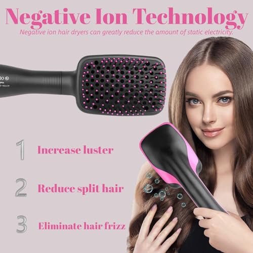 Sonalux 3-in-1 Hair Dryer Brush Blow Dryer Brush in One - Negative Ion Hot Air Styling Tool for Straightening, Drying & Smoothing (Black) Avelisse