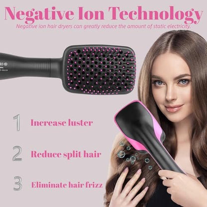 Sonalux 3-in-1 Hair Dryer Brush Blow Dryer Brush in One - Negative Ion Hot Air Styling Tool for Straightening, Drying & Smoothing (Black) Avelisse