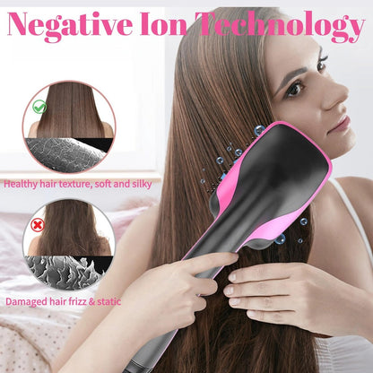 Sonalux 3-in-1 Hair Dryer Brush Blow Dryer Brush in One - Negative Ion Hot Air Styling Tool for Straightening, Drying & Smoothing (Black) Avelisse
