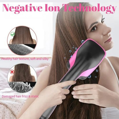 Sonalux 3-in-1 Hair Dryer Brush Blow Dryer Brush in One - Negative Ion Hot Air Styling Tool for Straightening, Drying & Smoothing (Black) Avelisse