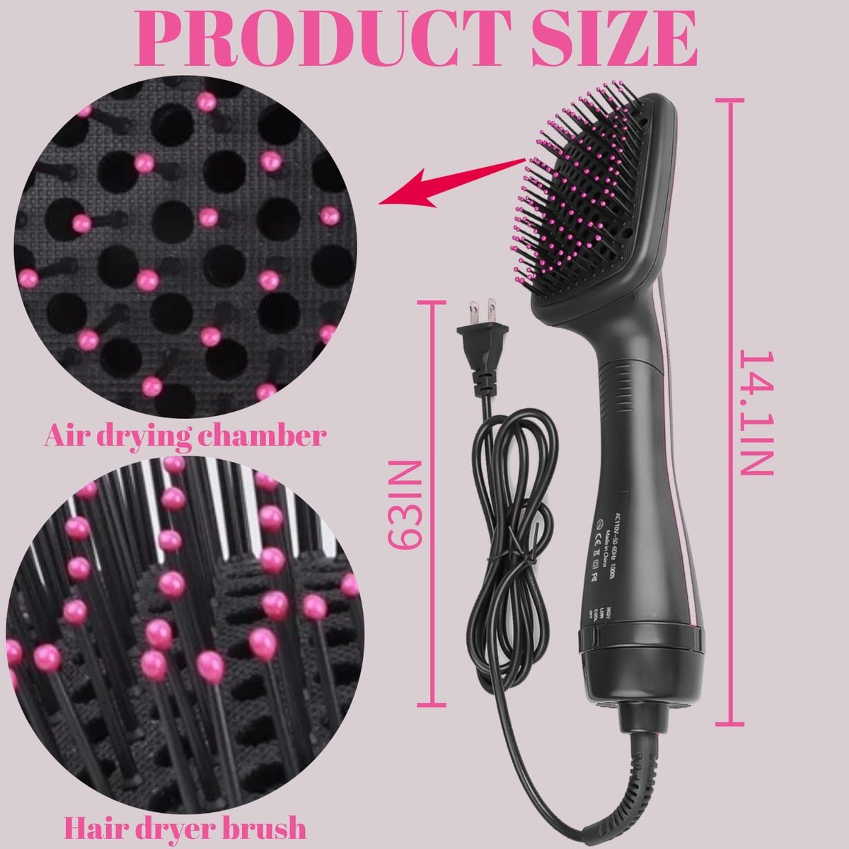 Sonalux 3-in-1 Hair Dryer Brush Blow Dryer Brush in One - Negative Ion Hot Air Styling Tool for Straightening, Drying & Smoothing (Black) Avelisse