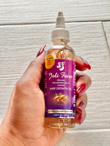 JOLI FAIRE Organic Hair Growth Oil with Mahabhringraj & Almond – Thickens, Anti-Dandruff, Breakage Repair – Safe for All Ages & Hair Types (3.38 fl oz) Avelisse