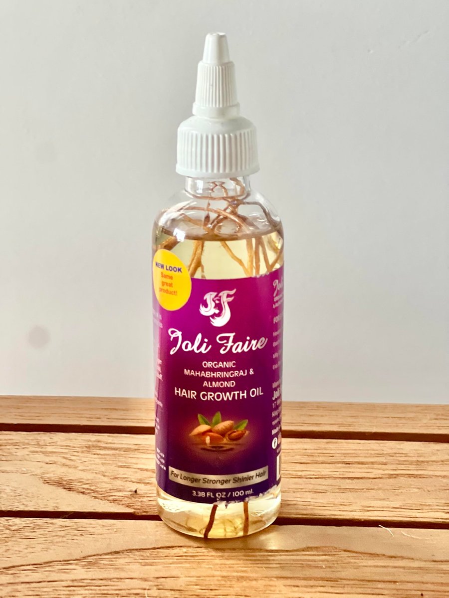 JOLI FAIRE Organic Hair Growth Oil with Mahabhringraj & Almond – Thickens, Anti-Dandruff, Breakage Repair – Safe for All Ages & Hair Types (3.38 fl oz) Avelisse