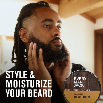 Every Man Jack Beard Grooming Kit for Men - Sandalwood Beard Oil & Balm, Brush, Wooden Comb, Scissors, Mustache Comb Avelisse