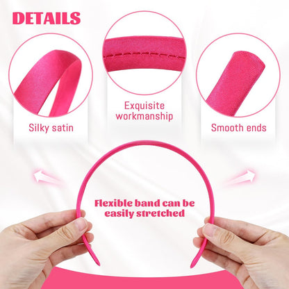 Cinaci 24-Piece Candy Color Satin Wrapped Plastic Headbands - 0.6" Wide Blank Plain DIY Craft Headbands for Women, Girls, Teens, Kids - Multicolor Hair Accessories