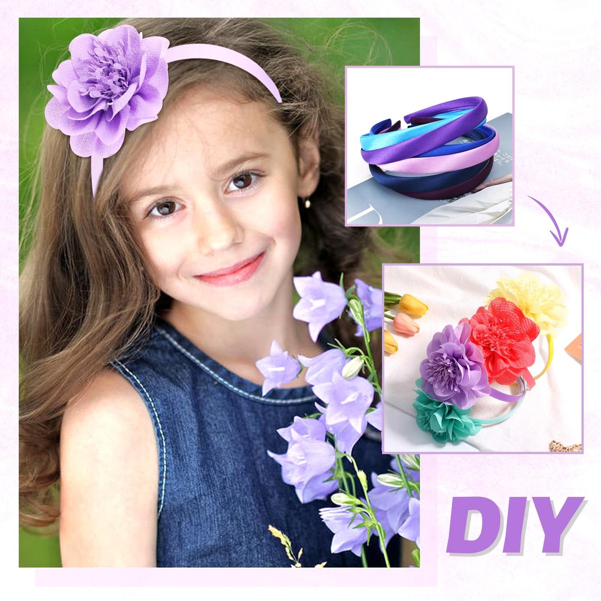 Cinaci 24-Piece Candy Color Satin Wrapped Plastic Headbands - 0.6" Wide Blank Plain DIY Craft Headbands for Women, Girls, Teens, Kids - Multicolor Hair Accessories - görsel 13