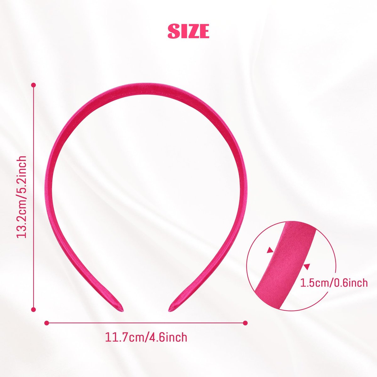 Cinaci 24-Piece Candy Color Satin Wrapped Plastic Headbands - 0.6" Wide Blank Plain DIY Craft Headbands for Women, Girls, Teens, Kids - Multicolor Hair Accessories - görsel 3