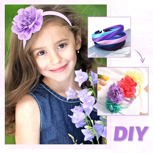 Cinaci 24-Piece Candy Color Satin Wrapped Plastic Headbands - 0.6" Wide Blank Plain DIY Craft Headbands for Women, Girls, Teens, Kids - Multicolor Hair Accessories - görsel 14