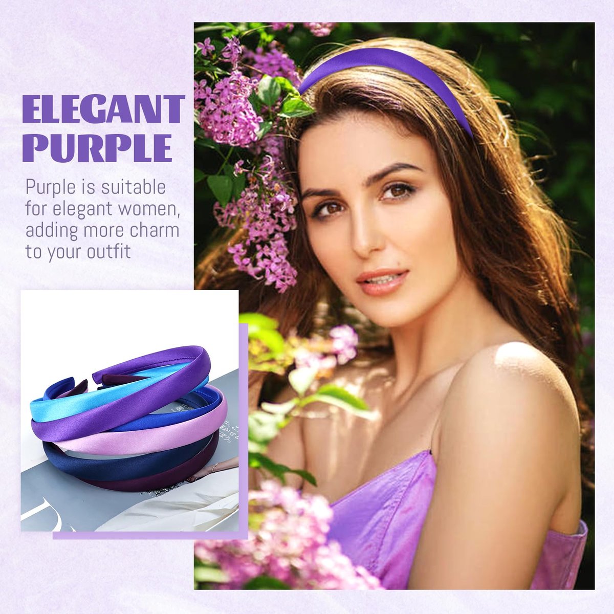 Cinaci 24-Piece Candy Color Satin Wrapped Plastic Headbands - 0.6" Wide Blank Plain DIY Craft Headbands for Women, Girls, Teens, Kids - Multicolor Hair Accessories - görsel 11