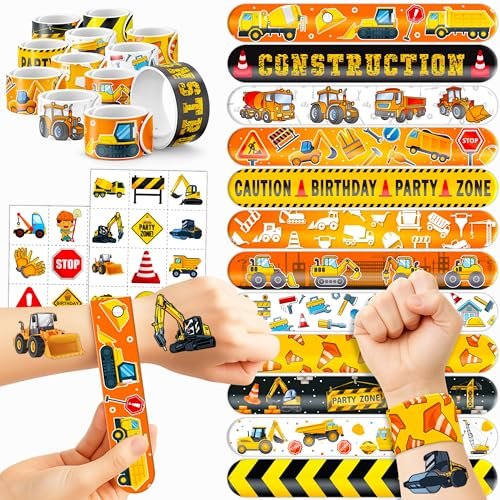 72-Piece Construction Party Favor Set: Temporary Tattoos & Slap Bracelets for Kids' Birthday, Baby Shower, Classroom Rewards - görsel 2
