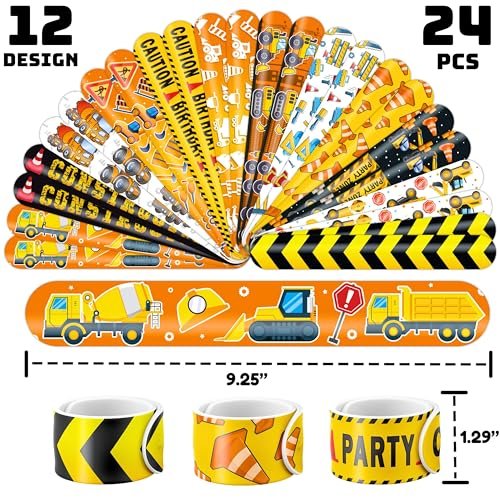 72-Piece Construction Party Favor Set: Temporary Tattoos & Slap Bracelets for Kids' Birthday, Baby Shower, Classroom Rewards - görsel 6